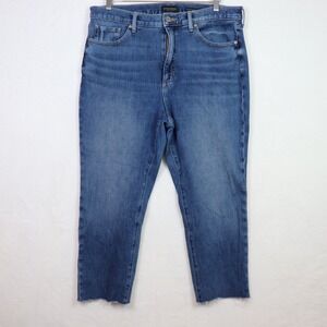 BANANA REPUBLIC Blue High-Rise Slim Raw Hem Premium Denim Jeans 33